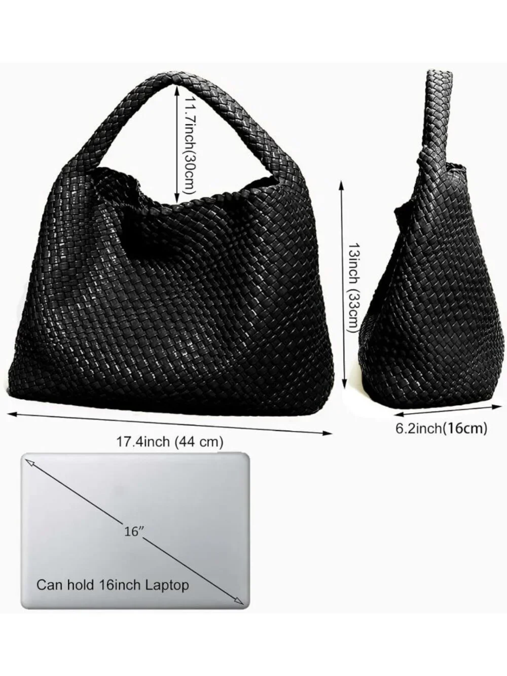 Stylish Woven Tote Bag with Purse, Large Handmade Shoulder Hobo for Work